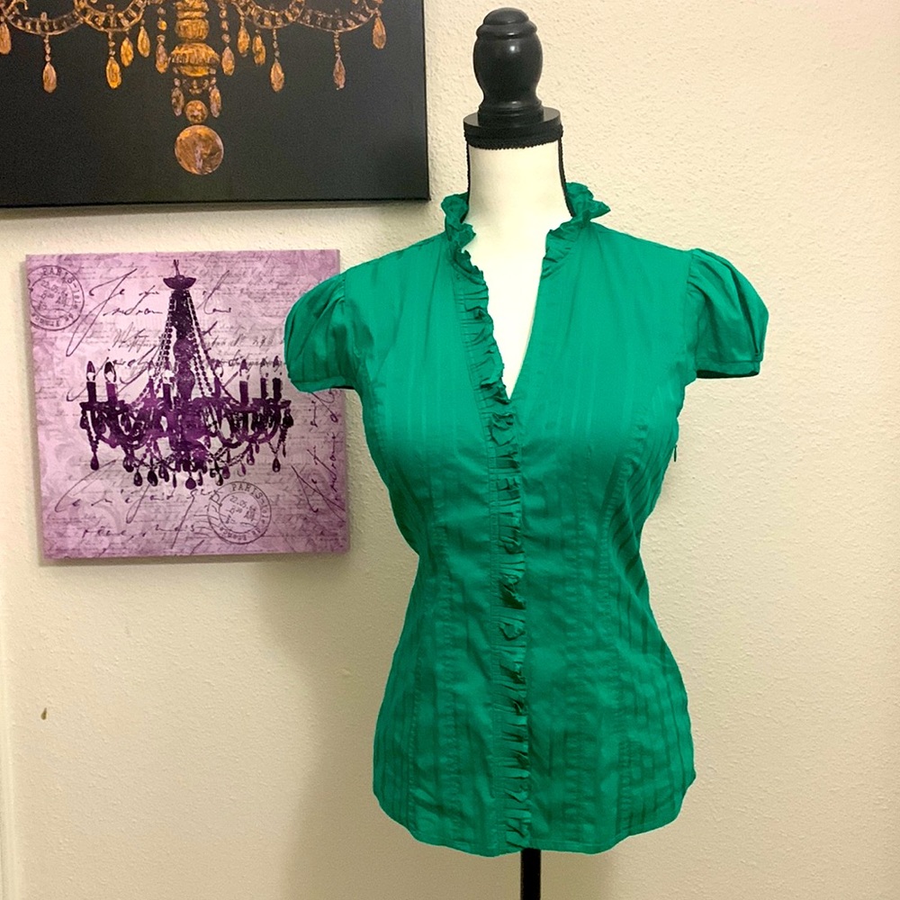 ✨🟢✨Express - Stretch top - Emerald - Size M - Satiny - Perfect Condition!